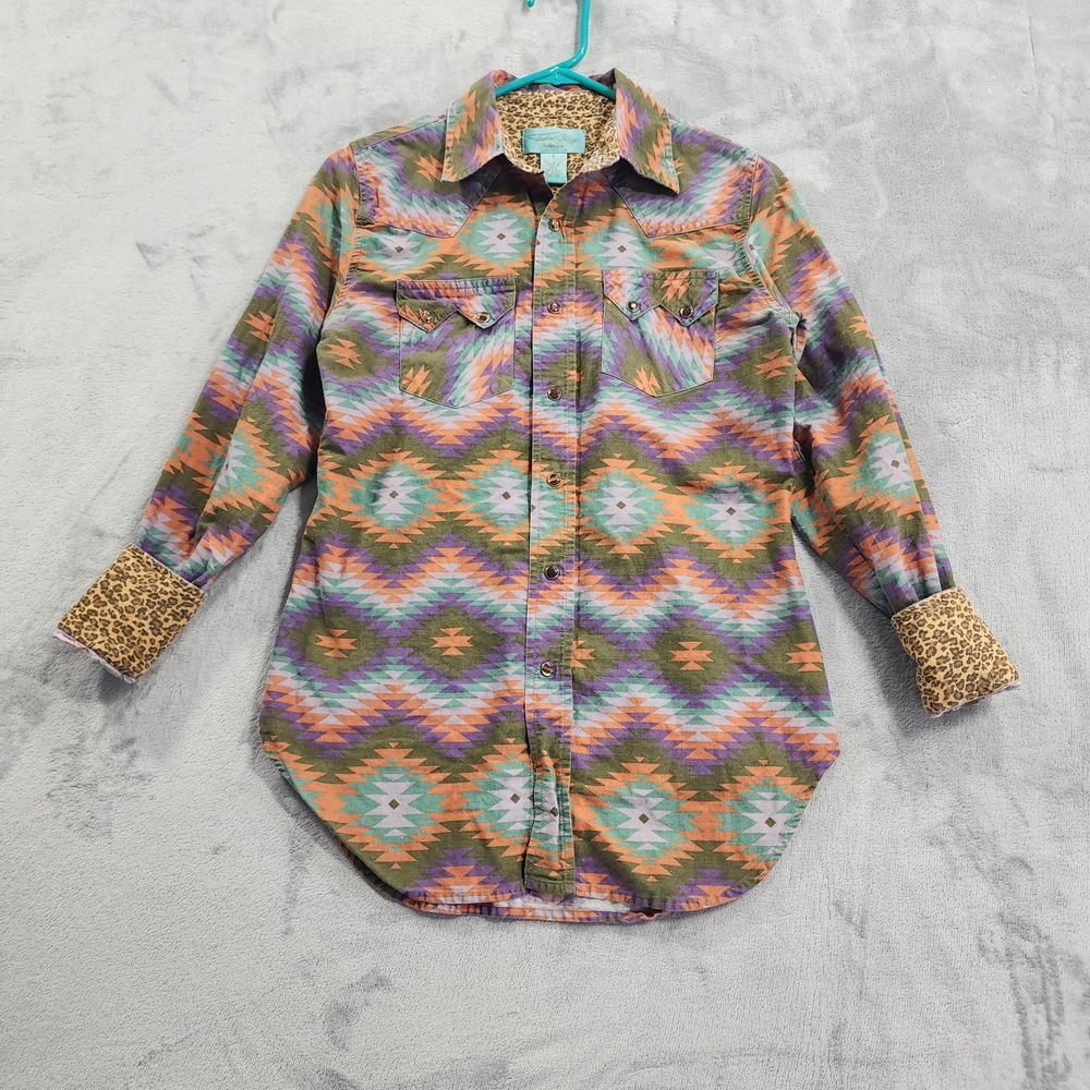 Tasha Polizzi Shirt Womens S Multicolor Aztec Western‎ Snap Long Sleeve Cotton - Picture 4 of 10